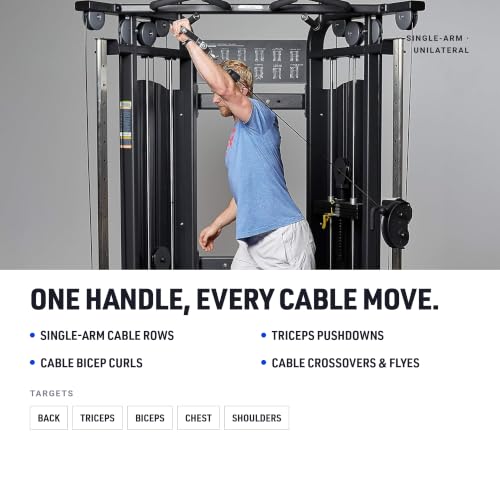 REP Fitness LAT Pulldown and Low Row Cable Machine Attachments and Functional Trainer Attachments – Curl Bar, D-Handle, Ankle Cuff, Tricep Rope, Sports Handle, Straight Bar, Row, Chinning Triangle - style: D Cable Handle Pro Style