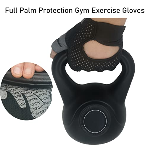 Workout Gloves for Men & Women, Fingerless Breathable & Full Palm Protection Gym Exercise Gloves for Weight Lifting, Fitness, Powerlifting, Cycling
