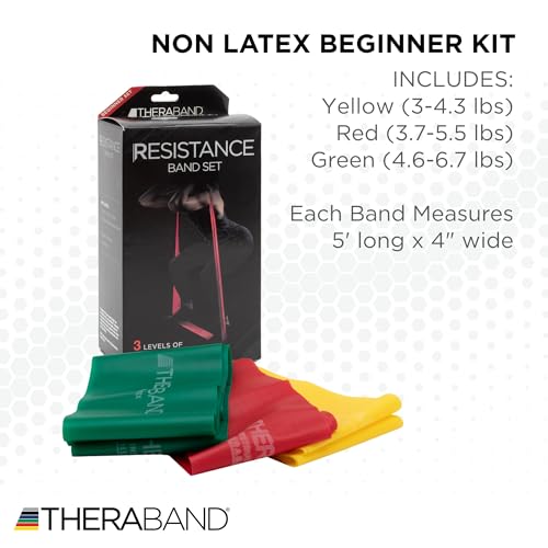 THERABAND Resistance Bands Set, Elastic Bands for Exercise & Physical Therapy, Strength Training for Upper & Lower Body Fitness