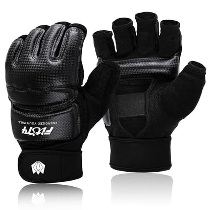 FitsT4 Sports Half Mitts MMA UFC Training Boxing Punch Bag Martial Arts Gloves - color: Black, size: Small