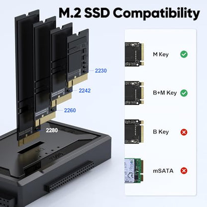 Hard Drive Reader 4-in-1, M.2 SATA IDE to USB Dock Ultra Data Retrieval Kit