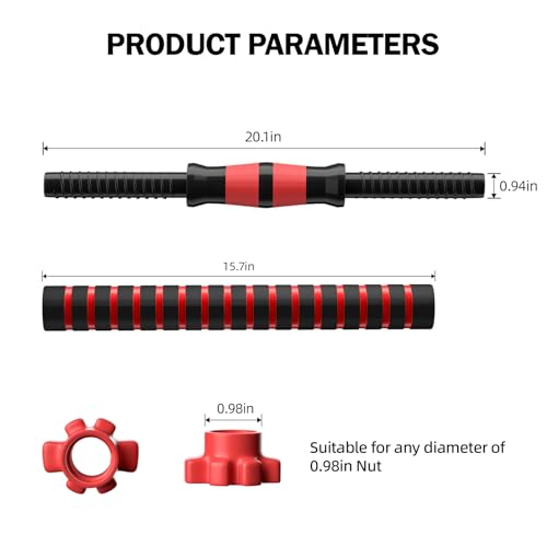 Dumbbell Handle Set, Dumbbell Bars 13.8/15.7/18.5/20.1 inches (35/40/47/51 cm), Suitable for 1 inch Wide Weight Plates, Home Gym Strength Training Accessories