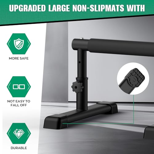 IMAYCC Push Up Bar, Adjustable 7.5" and 10.6" High Parallettes Bars & Dip Bar With Full-Cover Foam Grips, No Wobbling Calisthenics Equipment For Handstand, L-Sit, Gymnastics, Strength Training Home Gym - color: A