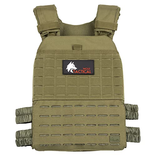 Wolf Tactical Adjustable Weighted Vest for Men & Women - Rucking, Workout, Running, Walking & CrossFit Weight Vest for Strength Training & Fitness - color: OD Green