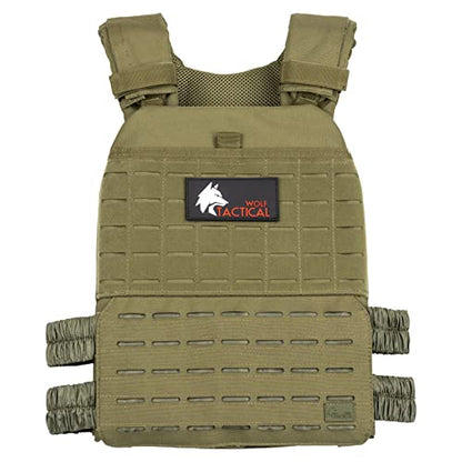 Wolf Tactical Adjustable Weighted Vest for Men & Women - Rucking, Workout, Running, Walking & CrossFit Weight Vest for Strength Training & Fitness - color: OD Green
