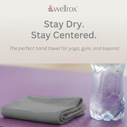Microfiber Yoga Hand Towel – Super Soft, Quick-Dry, Non Slip Yoga Towel for Hot Pilates, Gym & Workouts (26.5" x 16", Grey) - color: Grey