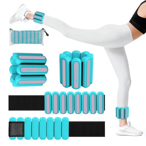 Abahub Adjustable Wrist & Ankle Weights 2Pack, Wearable Silicone Weighted Bracelet for Women, Arm Leg Weights for Home Gym Workout, Jogging, Yoga & Pilates - color: Blue, size: 2LB Pair (1LB X 2)