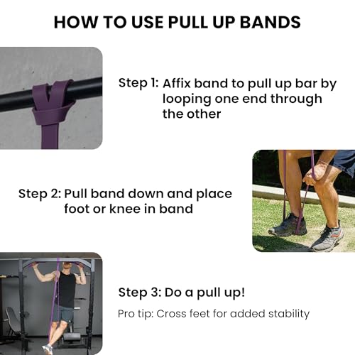 Rubberbanditz Pull Up Assist Resistance Bands Heavy Duty Loop Exercise Workout Bands for Powerlifting, Mobility, and Stretching - color: Purple