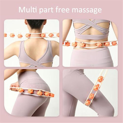 Manual Back Massage Roller Rope, Handheld Massage Ball Roller Anti Cellulite Massage Roller, Fascia Roller Manual Massage Strap for Back Neck Shoulder Waist Leg Muscle Exercise Massage Roller (Orange)