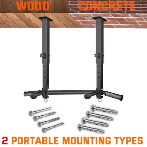 Ceiling Mount Pull Up Bar for Garage/Basement/Rafter - Heavy Duty 800LBS Adjustable Height Multi-Grip Chin Up Bar,Ceiling Joist/Beam