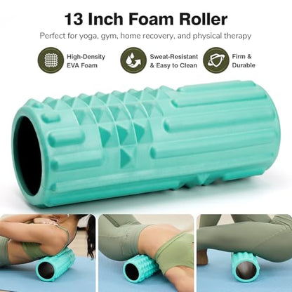 5 in 1 Foam Roller Set for Muscle Recovery & Deep Tissue Massage - color: Green