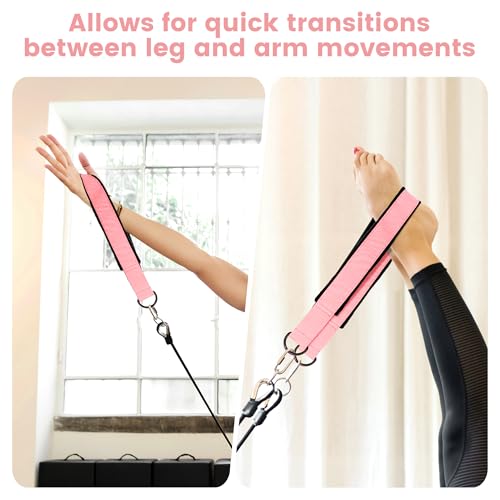 2PCS Comfortable Enhanced Thickness Pilates Double Loop Strap - D-Ring Strap for Home Gym & Yoga Workout Accessories