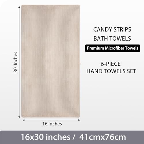 6 Pack Soft Microfiber Hand Towels for Bathroom, 16"x30", Beige - color: Beige