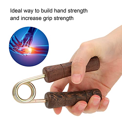 Hand Grip Strengthener, Wood Handle Hand Grip Strengthener, Wrist & Forearm Hand Exerciser Metal Grip Strength Trainer Hand Grip Finger Strengthener