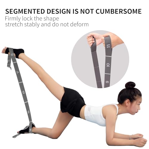 Elastic Stretching Strap with 11 Loops, Adjustable Stretch Band for Adults - Flexibility Straps for Yoga, Pilates, Dance - Non-Slip Fabric Resistance Band for Home Workout, Physical Therapy