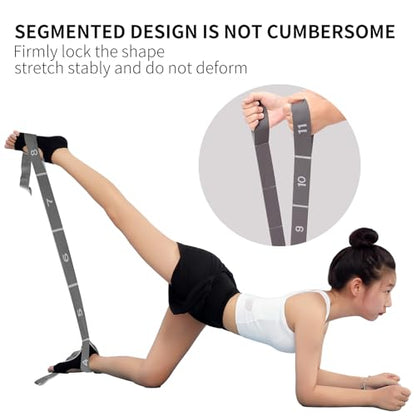 Elastic Stretching Strap with 11 Loops, Adjustable Stretch Band for Adults - Flexibility Straps for Yoga, Pilates, Dance - Non-Slip Fabric Resistance Band for Home Workout, Physical Therapy
