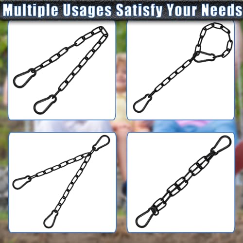 2 Pack Hanging Swing Chain with 4 Carabiners 25in, 660LB Capacity Heavy Duty Hammock Hardware Kit for Punching Bags, Swing Chairs, Indoor & Outdoor Gym (Black)