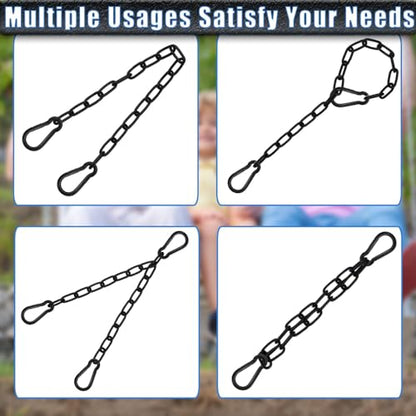 2 Pack Hanging Swing Chain with 4 Carabiners 25in, 660LB Capacity Heavy Duty Hammock Hardware Kit for Punching Bags, Swing Chairs, Indoor & Outdoor Gym (Black)