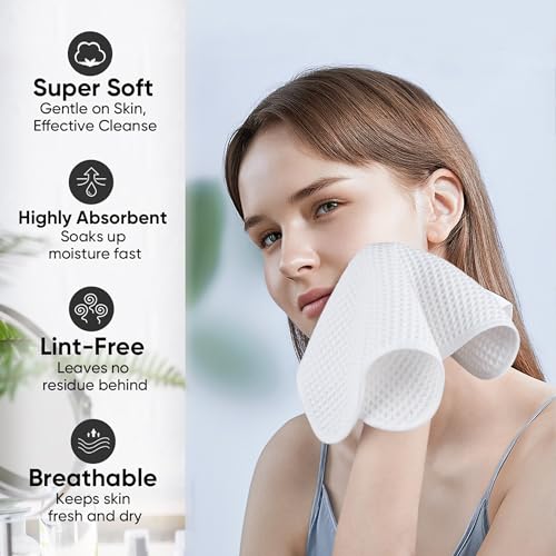 Microfiber Waffle Face Towels, 2 Pieces, Soft, Absorbent, Fast Drying, Lint Free 430 GSM (White) - color: White