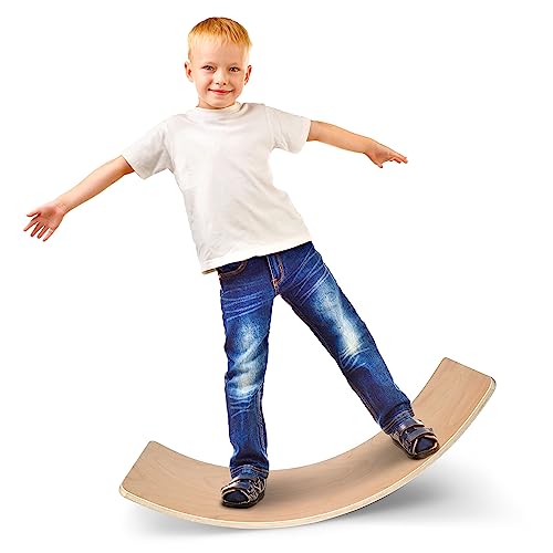 Wooden Wobble Balance Board for Preschool Toddlers, Children and Adults
