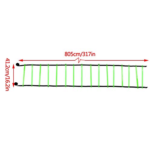 Agility Ladder Speed Ladder Training, 16 Rung Adjustable Flat Plastic Rungs with Durable Nylon Straps for Football Rugby Tennis Baseball Sports - color: Green