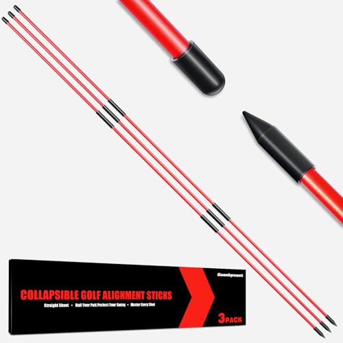 Collapsible Golf Alignment Sticks, 40 Inch Golf Alignment Rods for Swing Trainer, Putting, Aiming, Posture Correction and Golf Practice