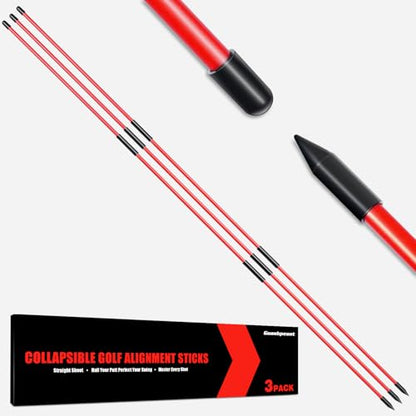 Collapsible Golf Alignment Sticks, 40 Inch Golf Alignment Rods for Swing Trainer, Putting, Aiming, Posture Correction and Golf Practice