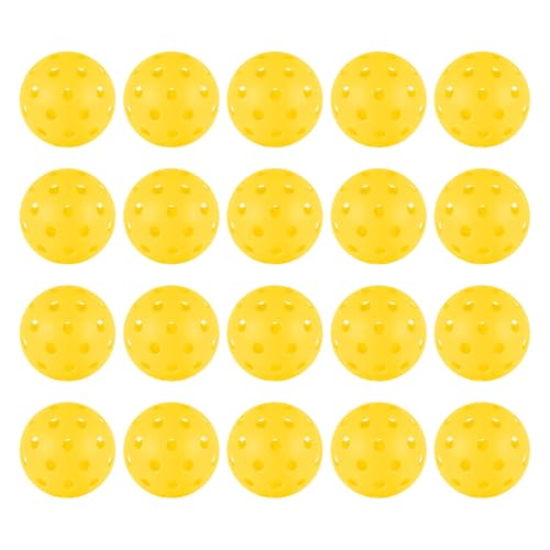 4/6/12/20/50/100 pcs Pickleball Balls,40 Hole Outdoor Pickleball Balls,8mm Precision Drilled-Spaced Pickle Ball Set-Profession Plastic Ball for Pickleballs Paddles and Indoor Floor Sport Court - color: 20Pcs-Yellow