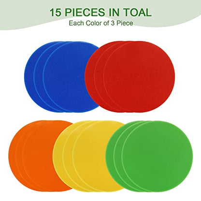 PATIKIL Poly Vinyl Dots, 9 Inch Spot Markers 15Pcs Agility Dots Floor Flat Spot Markers PVC Anti-Slip Sports Dots Flat Field Cones for Soccer Football Speed Agility Training