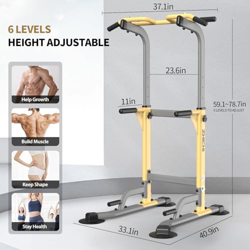 Z ZHICHI Pull-Up Dip Station Pull-Up Chin-Up Weight Capacity 350LBS - color: yellow
