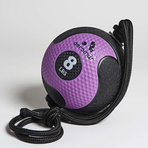 Aeromat Elite Power Rope Medicine Ball for Core Strength/Rotational Movements Training - style: 8.9 pounds (Purple)