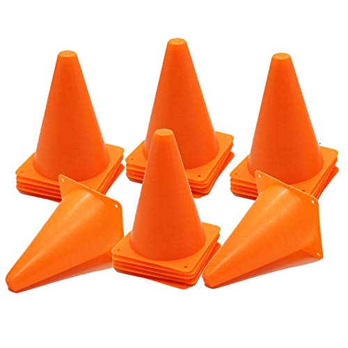 48 Pack 7 Inch Plastic Traffic Cones Field Marker Cones Sport Training Traffic Cone Sets for Skate Soccer Outdoor/Indoor Agility Training & Festive Events Physical Education Flexible - Orange