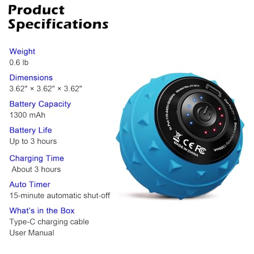 5-Speed Vibrating Massage Ball: Silicone Electric Massager with Auto Shut-Off, Physical Therapy Ball for Fitness, Mobility, and Relaxation, Wellness Gift (Blue) - color: Blue