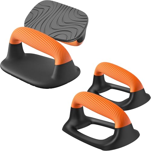 Kipika Push Up Bars Bundle - Anti-Slip Soft Plastic Handles, Stable Non-Slip Base, Perfect for Floor Strength Training - Black & Orange