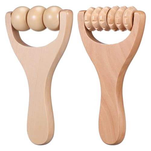 ARTIBETTER Wooden Massage Roller Sticks 2-Pack Handheld Foot Massager Tools for Trigger Point Therapy Portable Acupoint Massagers for Neck Shoulder Back and Leg Pain Relief