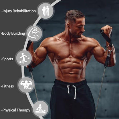 VEICK Resistance Bands Set - Exercise Equipment with Handles, Ankle Straps & Door Anchor for Home Gym, Shoulder Chest Leg Rowing Golf Cable Workout