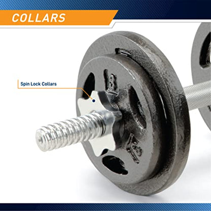 Marcy 40 lbs Adjustable Dumbbell Set with Collars for Home Gym Bodybuilding, Weight Training, Strength Training - color: Chrome