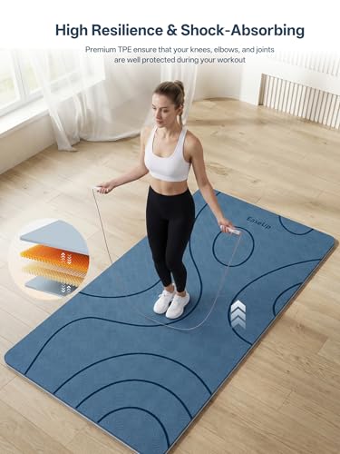 EaseUp Large yoga mat,73’x35.5’x0.4’,extra thick and wide,10mm pilates mat,non-slip exercise mat,workout mats for home gym - color: Blue/sky blue