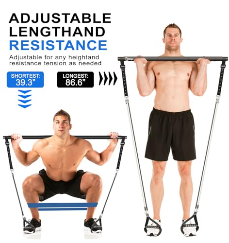 Pilates Bar Kit with Resistance Bands,Pilates Bar with Stackable Bands Workout Equipment for Legs,Hip,Waist and Arm,Exercise Fitness Equipment for Women & Men Home Gym Yoga Pilates - color: Glossy Black