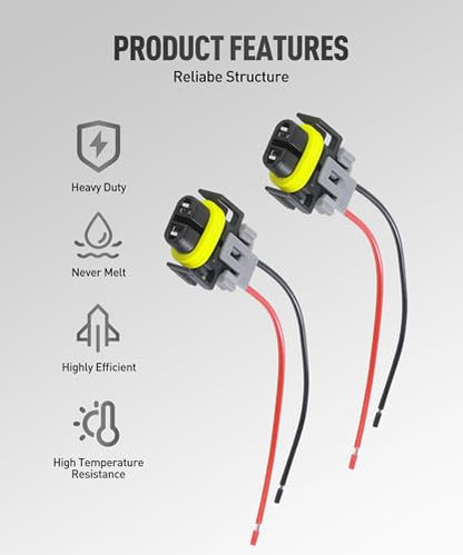 Fog Light Wiring Harness Kit,Car Accessories Universal H8 H9 H11 Fog Light Harness.Automotive Replacement Electrical Wiring Harnesses,Suitable for Most Cars,SUV,RV,Sedan,Trucks (2PCS) - size: 2PCS