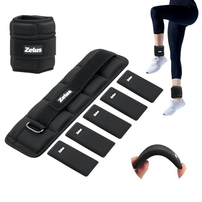 ZELUS Ultra Thin Adjustable Ankle Weights, 4/7/10 lb Fully Adjustable, Filled with Soft Iron for Slim Fit, Leg Weights for Women Men, Strength Weighted for Gym Home Yoga Walking Running Pilates - size: 0.4-2 lbs each (4 lbs pair)