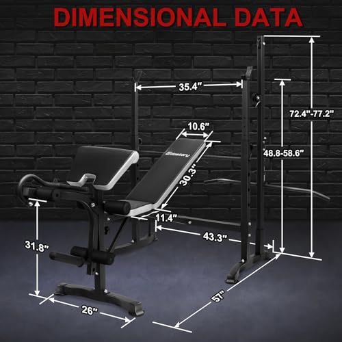 Olympic adjustable Weight Bench Set, Workout Equipment for Home Workouts, Bench Press with Preacher Curl, Leg Developer, Home Gym Full Body Workout