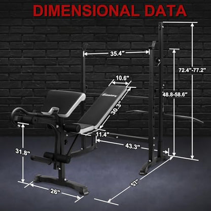 Olympic adjustable Weight Bench Set, Workout Equipment for Home Workouts, Bench Press with Preacher Curl, Leg Developer, Home Gym Full Body Workout