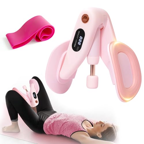 QIUTONG Thigh Trainer 2026 Upgraded, 10-78LB Thigh Trainer Thigh Exerciser, LED Inner Thigh Exerciser, 360° Pelvic Floor Exercise Devices, Hip Trainer Kegel Excerciser, 20LB Resistance Band