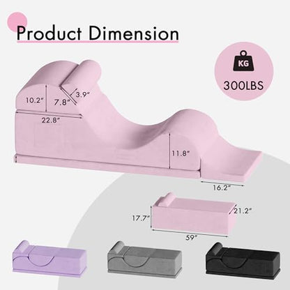 Convertible Yoga Chair for Adults, Ergonomic Foam Lounge with Lumbar Pillow, Washable Cover, Side Pocket, No Assembly Needed – Great for Exercise, Stretching & Relaxation (Light Pink, 21-inch) - color: Light Pink