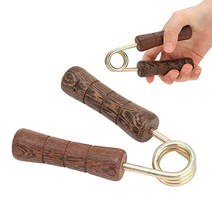Hand Grip Strengthener, Wood Handle Hand Grip Strengthener, Wrist & Forearm Hand Exerciser Metal Grip Strength Trainer Hand Grip Finger Strengthener