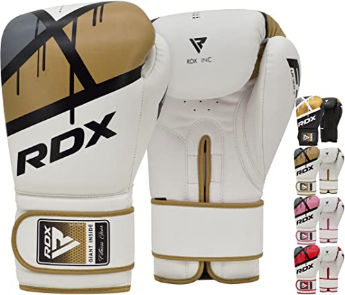 RDX Boxing Gloves EGO, Sparring Muay Thai Kickboxing MMA Heavy Training Mitts, Maya Hide Leather, Ventilated, Long Support, Punching Bag Workout Pads, Men Women Adult 8 10 12 14 16 oz - color: GOLDEN, size: 8OZ
