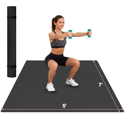 Stepwaver Extra Large Exercise Mat, 6'x4'/ 7'x5'/ 8'x5'/ 9'x5'/10'x5' (6mm) - size: 7'×5'×0.25"