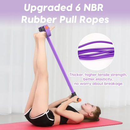 Resistance Bands with Handles, 6-Tube Elastic Pedal Resistance Bands for Working Out, Durable Natural Rubber Exercise Bands, Multifunction Exercise Equipment for Abdomen, Waist, Arm, Leg Stretching