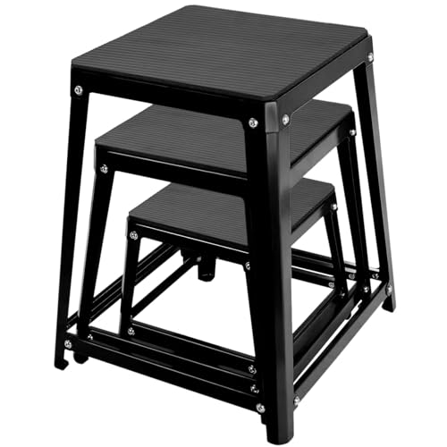 Plyometric Platform Box 12/18/24/30 Inch Steel Fitness Exercise Jump Box for Home Gym Plyometric Jumping Exercise Fit Training - style: Black 3-piece set